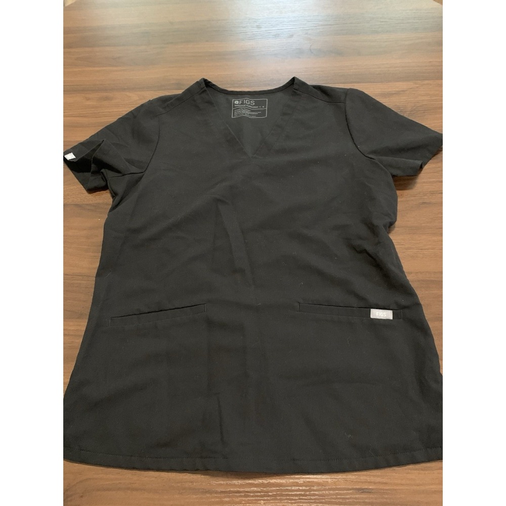 FIGS Technical Collection Scrub Top Womens Size Small Short Sleeve Style Black